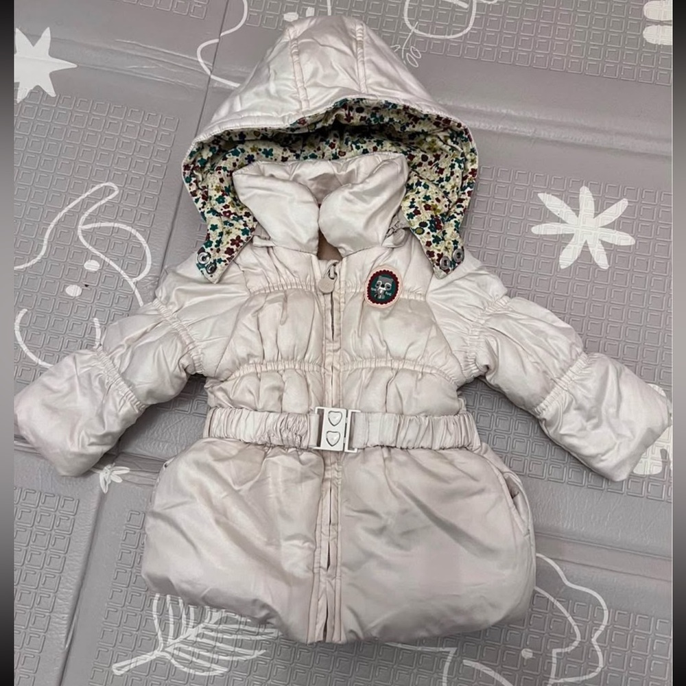 Floral Lined Hooded Puffer Jacket